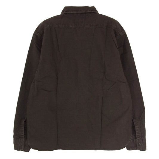 TENDERLOIN テンダーロイン T-G.S SHT ロゴワッペン付き ヘリンボーン 長袖 ワークシャツ ブラウン系 M【中古】