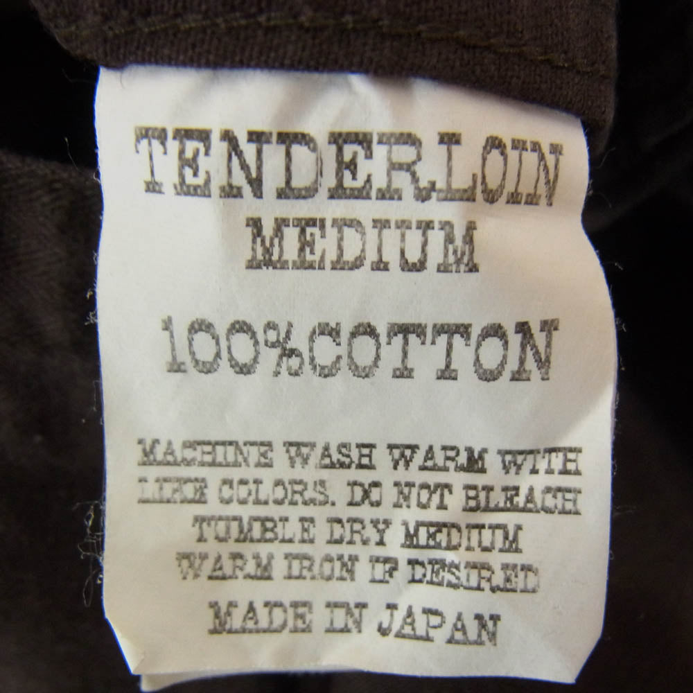 TENDERLOIN テンダーロイン T-G.S SHT ロゴワッペン付き ヘリンボーン 長袖 ワークシャツ ブラウン系 M【中古】