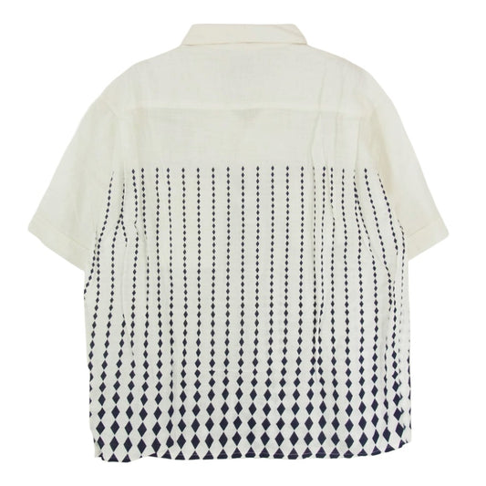 TENDERLOIN テンダーロイン T-ATOMIC SHT D ダイヤ柄 レーヨン アトミック 半袖 オープンカラーシャツ ホワイト系 M【中古】