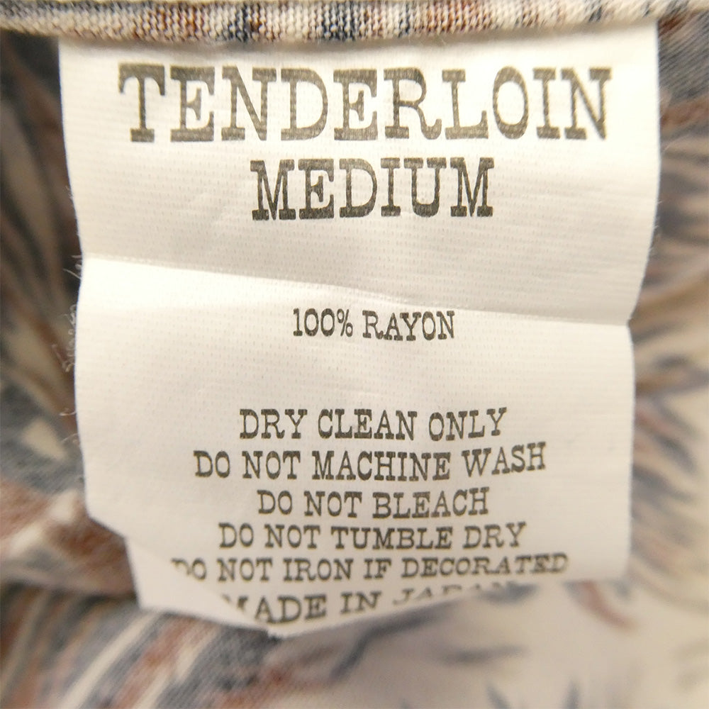 TENDERLOIN テンダーロイン T-RAYON SHT WOLF ウルフ柄 レーヨン 半袖 オープンカラーシャツ ブラウン系 ブラウン系 M【中古】