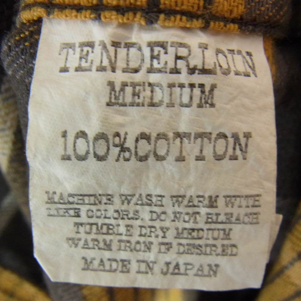 TENDERLOIN テンダーロイン T-HEAVY FLANNEL SHT チェック柄 ヘビーフランネル 長袖シャツ マスタード イエロー系 M【中古】
