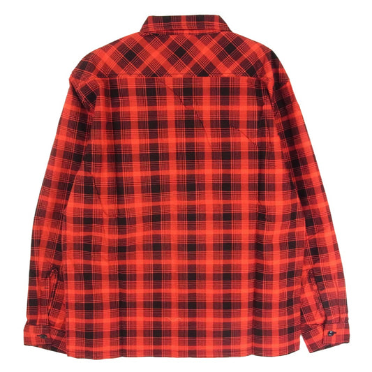 TENDERLOIN テンダーロイン T- FLANNEL チェーン刺繍ロゴ チェック柄 プリントフランネル 長袖シャツ レッド系 S【新古品】【未使用】【中古】