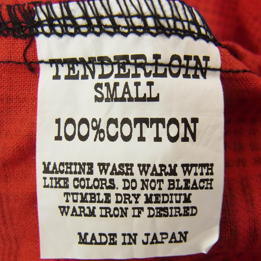 TENDERLOIN テンダーロイン T- FLANNEL チェーン刺繍ロゴ チェック柄 プリントフランネル 長袖シャツ レッド系 S【新古品】【未使用】【中古】