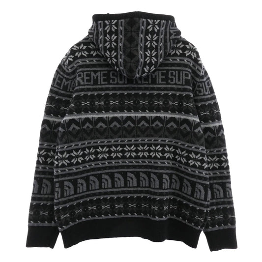 Supreme シュプリーム 22AW NT522121 × THE NORTH FACE Zip Up Hooded Sweater ジップアップ フーデッド セーター ニット パーカー ブラック系 グレー系 L【美品】【中古】