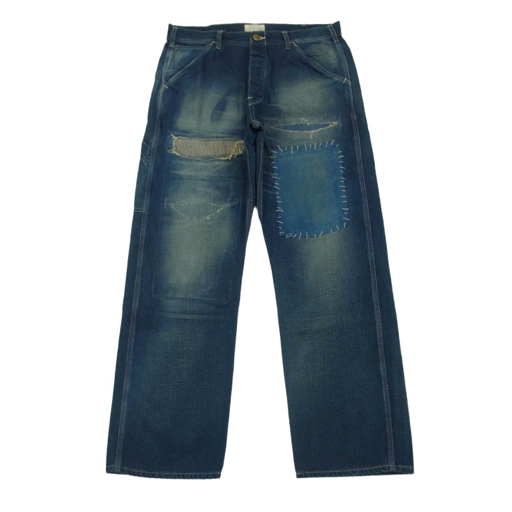 SUGAR CANE シュガーケーン SC47575R ボタンフライ ダメージ加工 デニム ワーク パンツ インディゴブルー系 W32 L30【中古】 SUGAR CANE シュガーケーン SC47575R ボタンフライ ダメージ加工