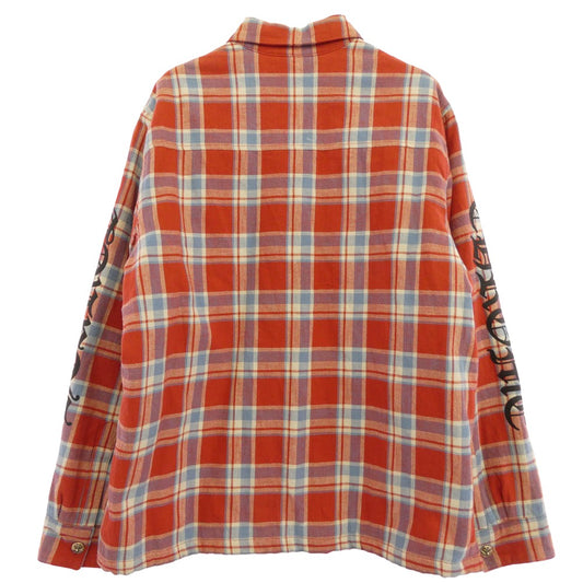 CHROME HEARTS クロムハーツ(原本無) NOT WORK DOG Flannel Check Shirt Jacket ワイノット ワークドッグ フランネル チェック シャツジャケット クロスボールボタン CHプラス L レッド系 マルチカラー系 XL【美品】【中古】