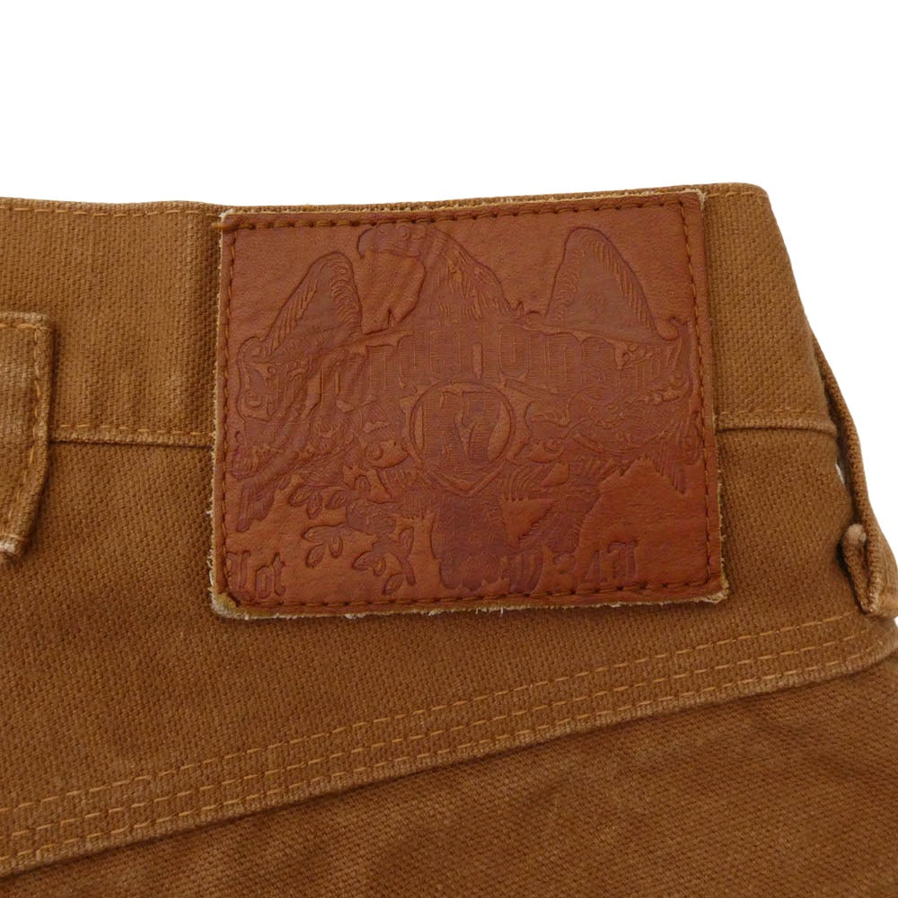 TENDERLOIN テンダーロイン T-RIDERS セルビッチ シンチバック ボタンフライ デニム パンツ ブラウン 34【中古】