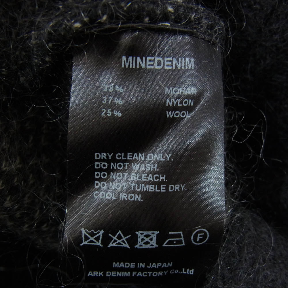 MINEDENIM マインデニム 2210-6002-97-022 Kid Mohair Argyle Washed Knit Long Cardigan モヘア アーガイル ニット カーディガン グレー系 2【極上美品】【中古】