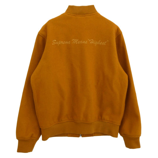 Supreme シュプリーム 16AW old english zip varsity jacket オールド イングリッシュ バーシティ ジャケット カーキ系 S【中古】