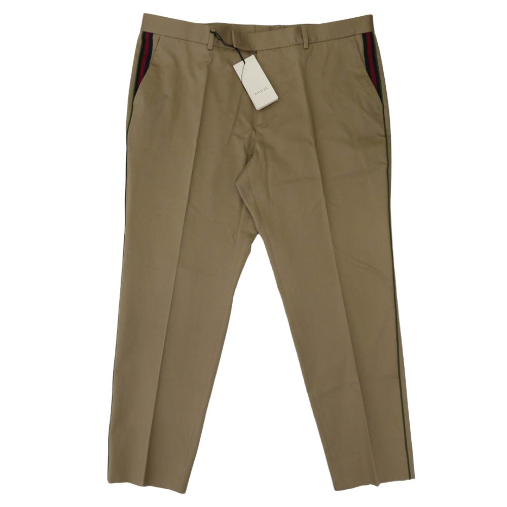 GUCCI グッチ 468518 Z3732 ウェブ付き コットン シックスティーズ パンツ ベージュ系 58【新古品】【未使用】【中古】 GUCCI グッチ 468518 Z3732 ウェブ付き コットン シックスティーズ