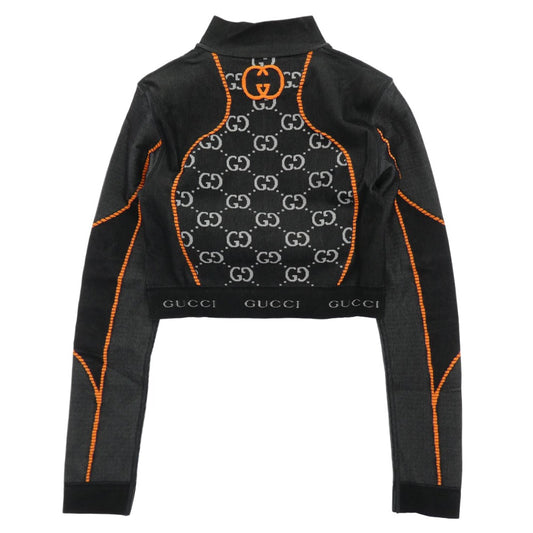 GUCCI グッチ 689201 XJEFU GG Jersey Jacquard Cropped Top ジャージー ジャカード クロップド トップ ジャケット ブラック系 M【新古品】【未使用】【中古】