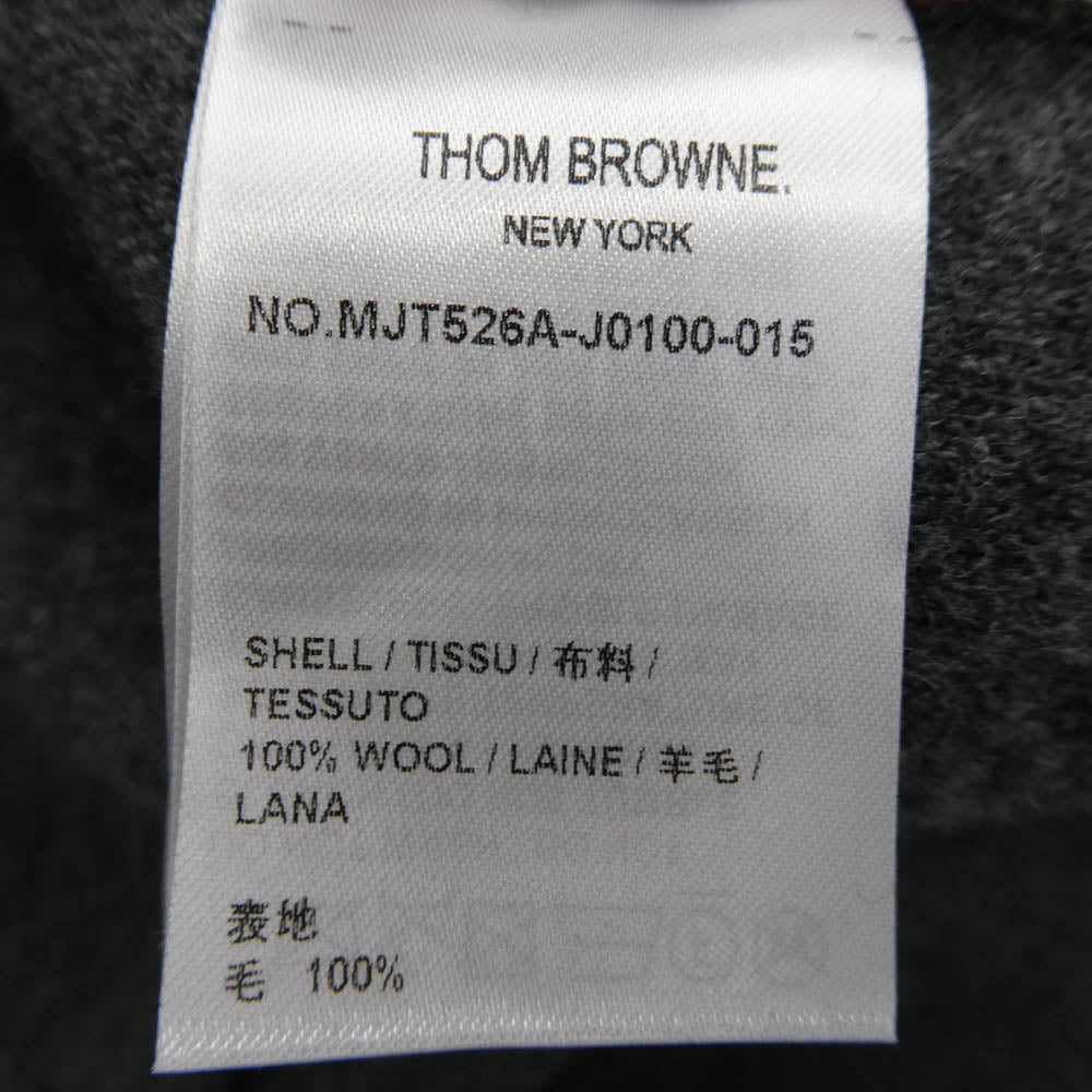 THOM BROWNE トムブラウン MJT526A-J0100-015 イタリア製 Giacca Zip In Lana ウール フリース ファネルネック ジップアップ ジャケット チャコール系 3【極上美品】【中古】