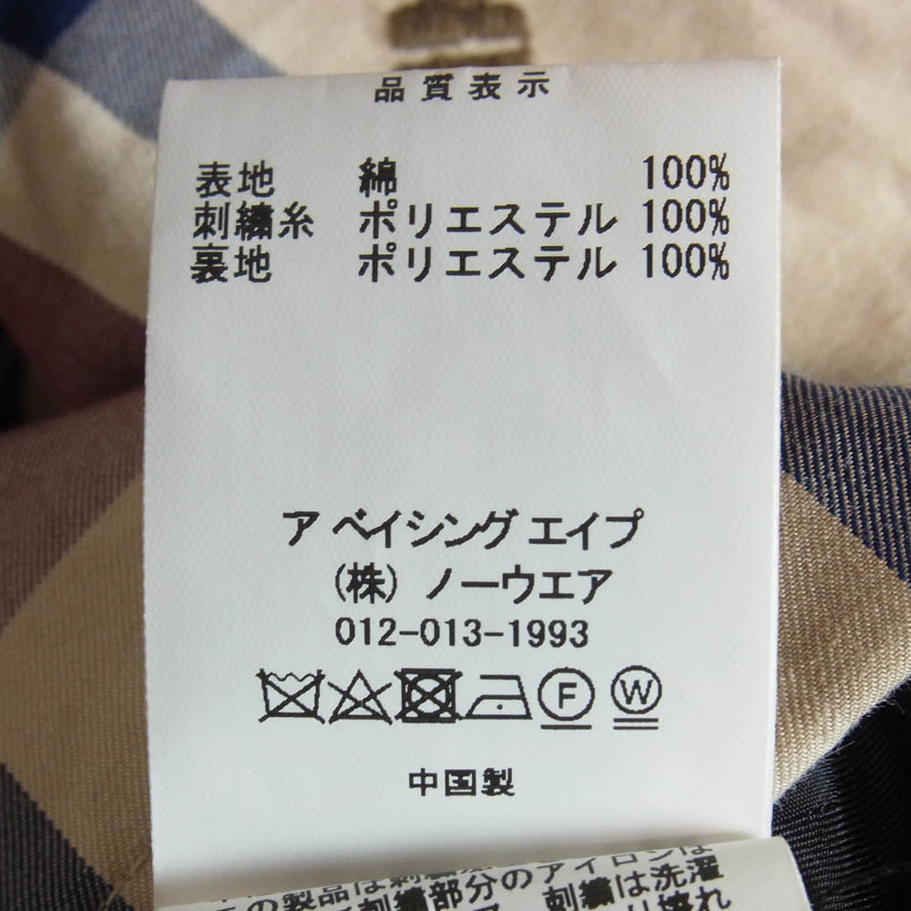 A BATHING APE アベイシングエイプ 25SS 001LJJ801052I Logo Check Pattern Coach Jacket ロゴ チェックパターン コーチジャケット ベージュ系 L【中古】