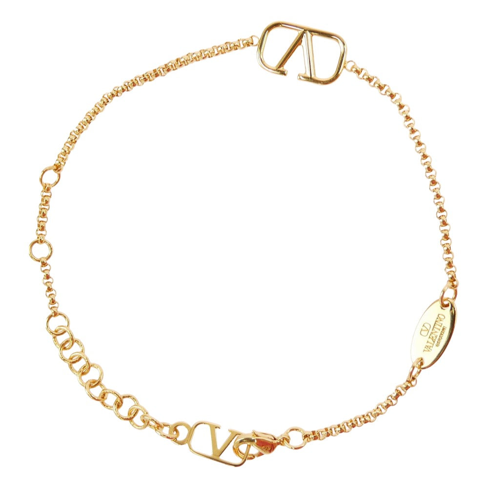 VALENTINO ヴァレンティノ イタリア製 ガラヴァーニ Vロゴ ゴールド ブレスレット ゴールド系 表記なし【美品】【中古】