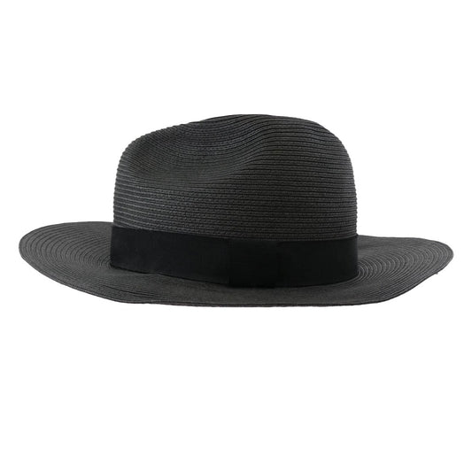Yohji Yamamoto ヨウジヤマモト UH-H04-990 SYTE サイト Straw Paper Brim Hat ペーパー ストローハット 帽子 ブラック系【中古】