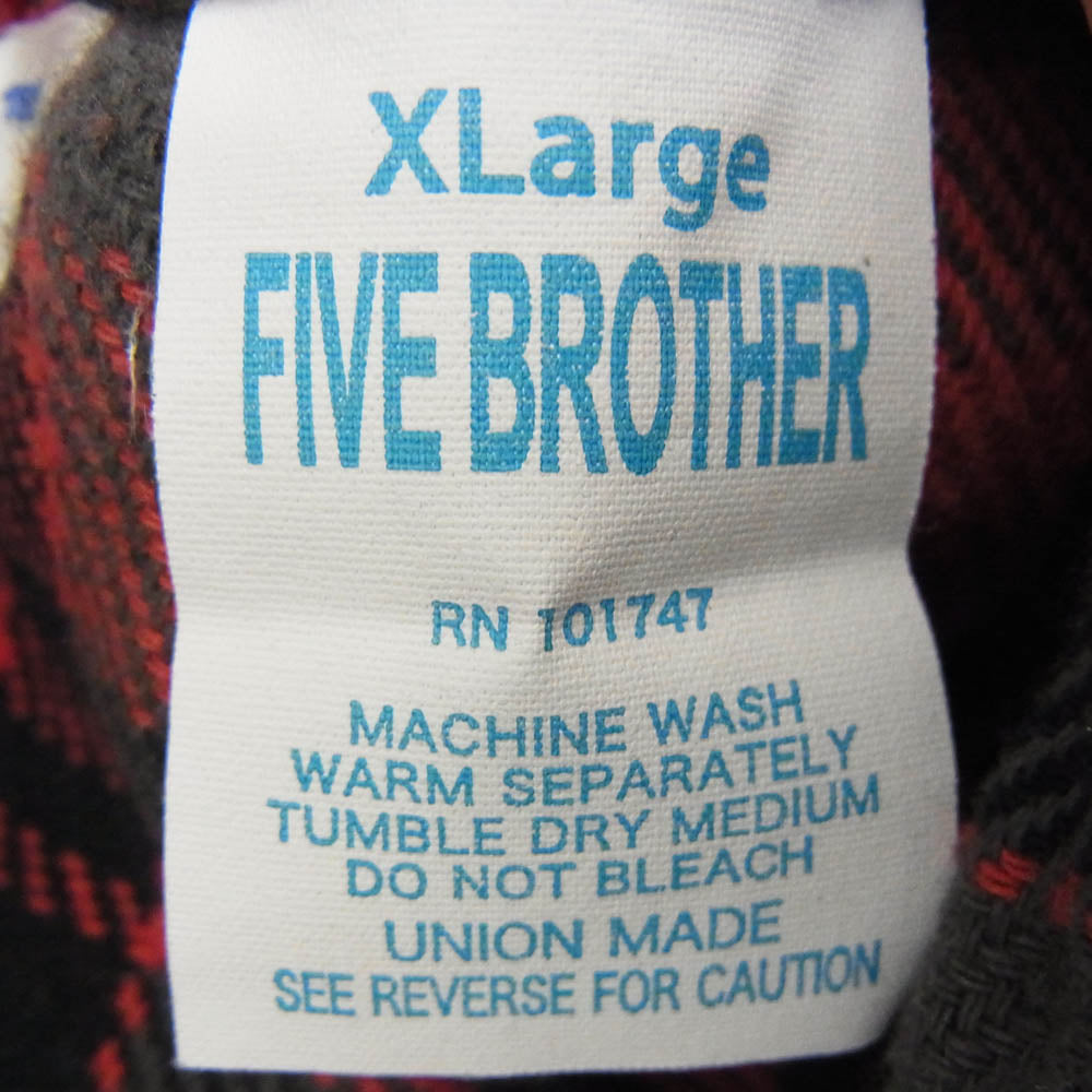 FIVE BROTHER ファイブブラザー 152060 チェック 長袖 ヘビーネルシャツ レッド系 XL【中古】