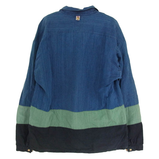 VISVIM ビズビム 16SS 0116105011018 KERCHIEF BORDER TUNIC プルオーバー シャツ インディゴブルー系 2【中古】