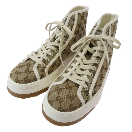 GUCCI グッチ 745999 Tennis 1977 GGキャンバス ハイカット スニーカー 8【中古】