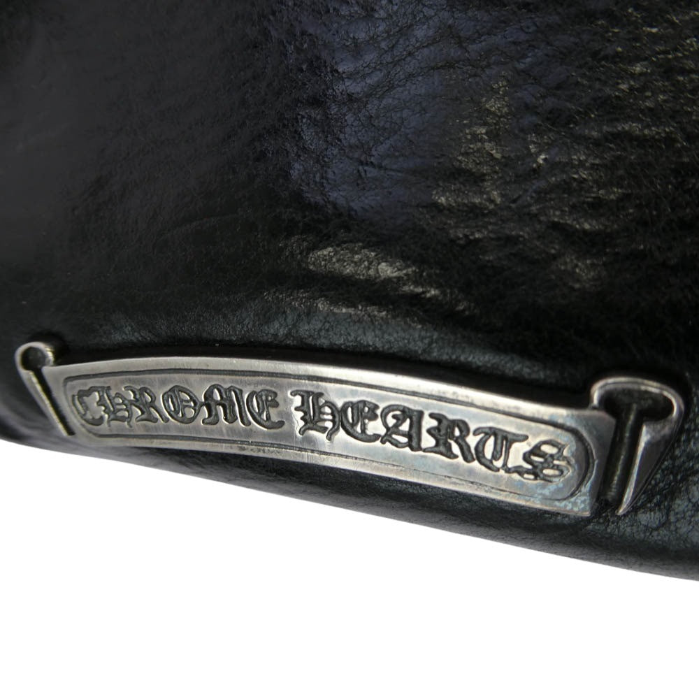 CHROME HEARTS クロムハーツ(原本無) SQ BTN BILL スクエアボタンビル ダガージップ レザー コンパクト ウォレット ブラック系 表記なし【中古】