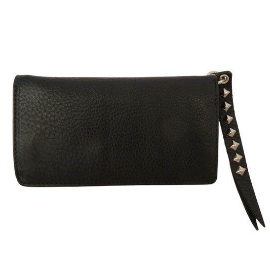CALEE キャリー PLANE LEATHER LONG WALLET STUDS CHARM スタッズチャーム ロング ウォレット ブラック系【中古】