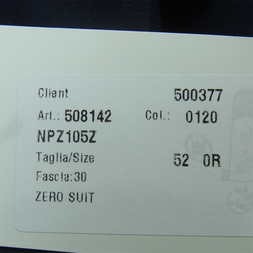 カルーゾ NPZ105Z ZERO SUIT JACKET メタル ウールトロピカル 3B テーラード ジャケット ダークネイビー系 40 52【新古品】【未使用】【中古】