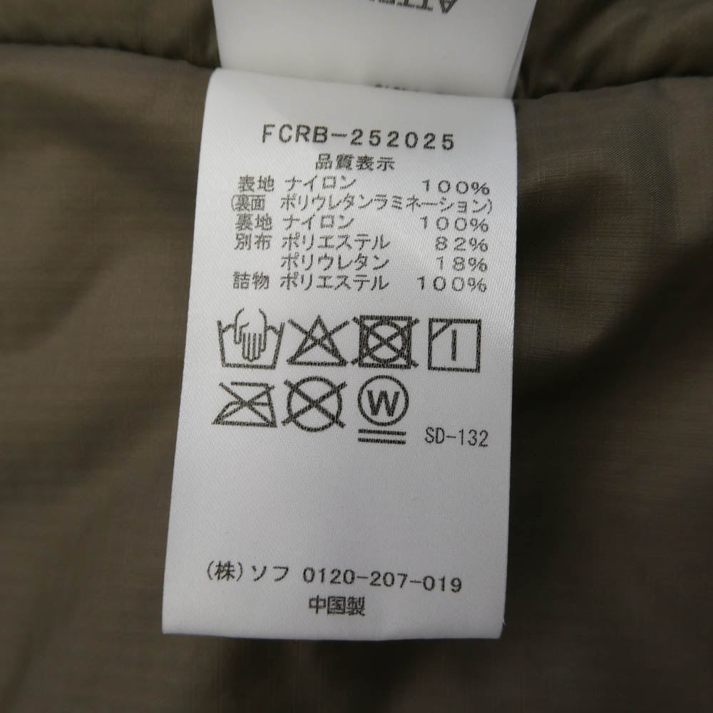 F.C.R.B. エフシーアールビー 25AW FCRB-252025 INSULATION HOODED JACKET MOCHA インサレーション フーデッド ジャケット モカ アウター ブラウン系 L【新古品】【未使用】【中古】