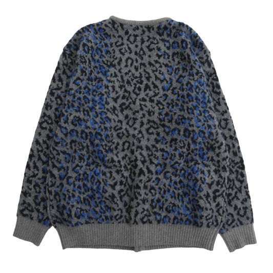 WACKO MARIA ワコマリア 25AW 25FW-WMK-KN08 LEOPARD MOHAIR JACQUARD KNIT CARDIGAN レオパード モヘア ニット カーディガン グレー系 XL【美品】【中古】