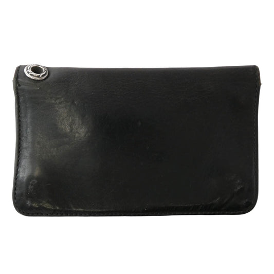 CHROME HEARTS クロムハーツ(原本無) 1ZIP 1ジップ クロスボールボタン レザー ウォレット ブラック系【中古】