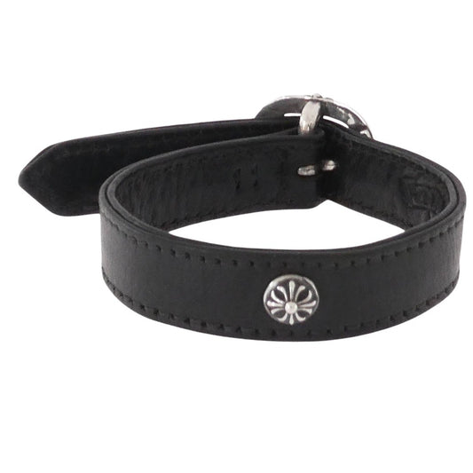 CHROME HEARTS クロムハーツ(原本無) GUNSLINGER ガンスリンガー クロスボール レザー ブレスレット ブラック系【中古】