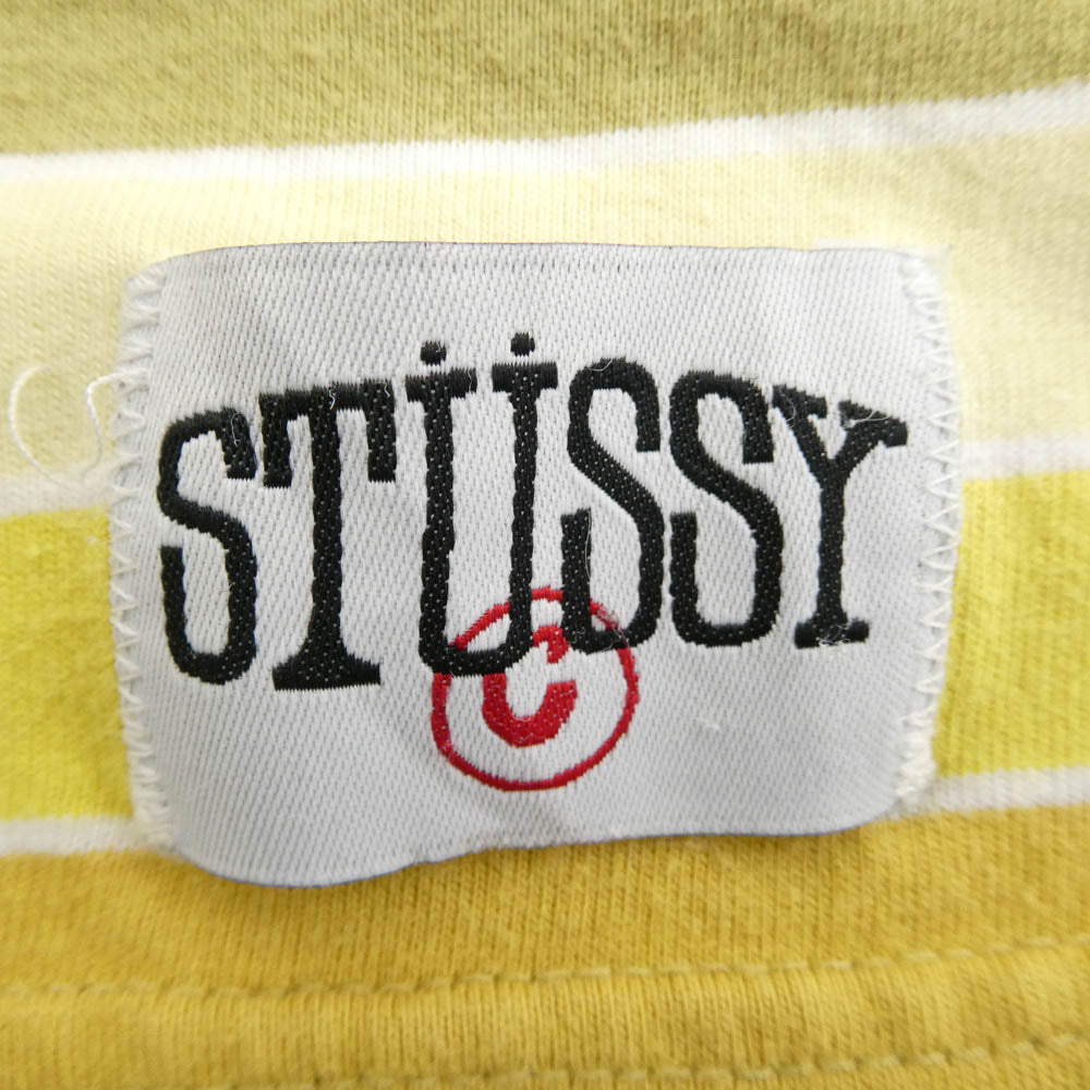 STUSSY ステューシー 00s ボーダー ポケット Tシャツ イエロー系 M【中古】