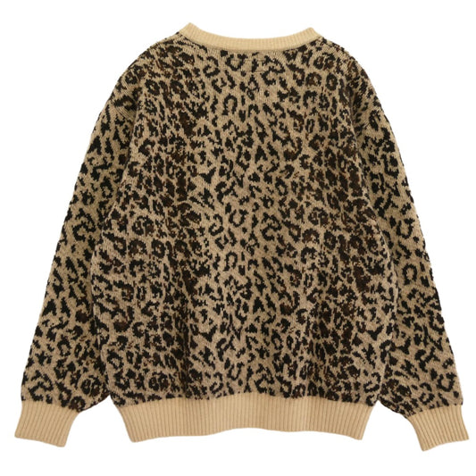 WACKO MARIA ワコマリア 25FW-WMK-KN07 LEOPARD MOHAIR JACQUARD KNIT SWEATER レオパード モヘア ニット セーター アイボリー系 L【極上美品】【中古】