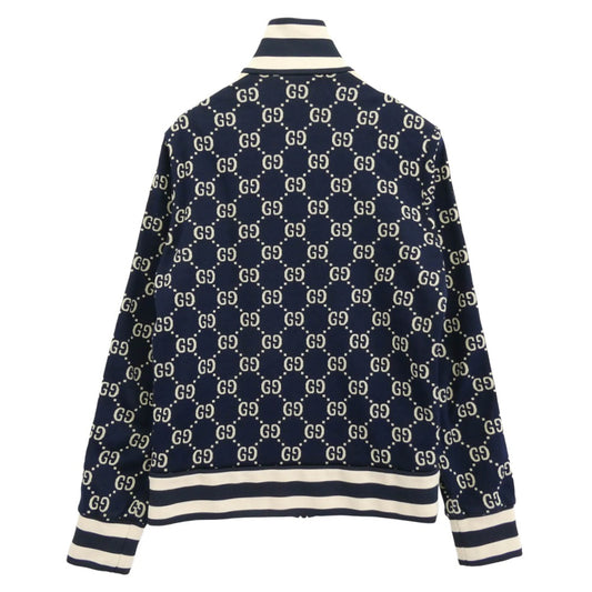 GUCCI グッチ 18AW 496919 X9V05 イタリア製 GG Jacquard Cotton Jacket GGジャカード コットン サイドライン トラックジャケット ネイビー系 ベージュ系 S【中古】