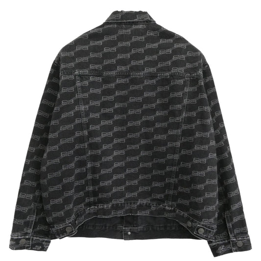 BALENCIAGA バレンシアガ 719322 TNW63 BB Monogram Large fit Jacket ロゴプリント デニムジャケット グレー系 XS【中古】
