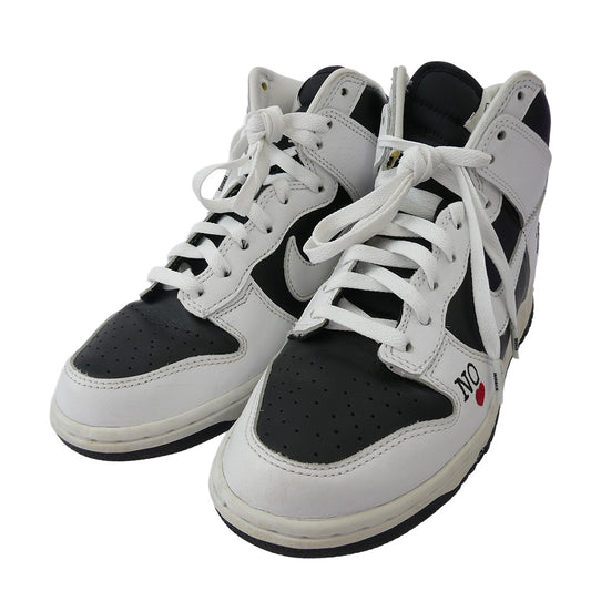 Supreme シュプリーム DN3741-002 【フェイクバスターズ鑑定済】× Nike SB Dunk High By Any Means White Black ナイキ SB ダンク ハイ バイ エニー ミーンズ ハイカット スニーカー ブラック系 ホワイト系 25cm【中古】