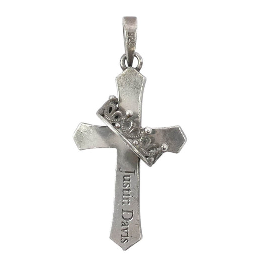 Justin Davis ジャスティンデイビス CROSS with CROWN クロス クラウン ペンダント トップ ブラック系 シルバー系【中古】