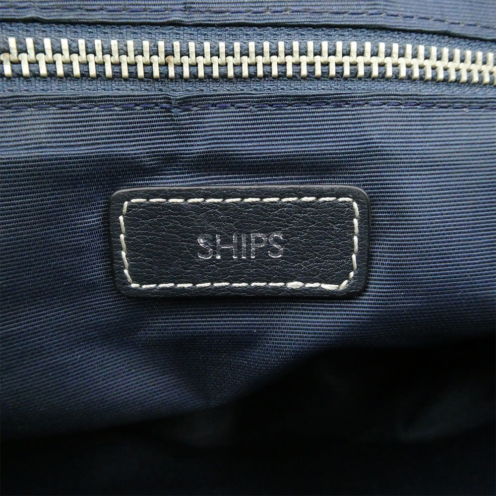 SHIPS シップス レザー フラップ トートバッグ ブラック系【中古】