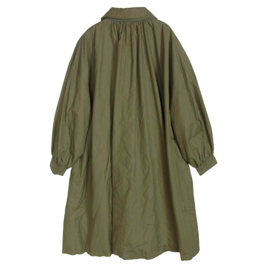 YVES SAINT LAURENT イヴサンローラン HS066-180 コットン タータンチェックライナー オーバーサイズ ステンカラー コート カーキ系 M【中古】