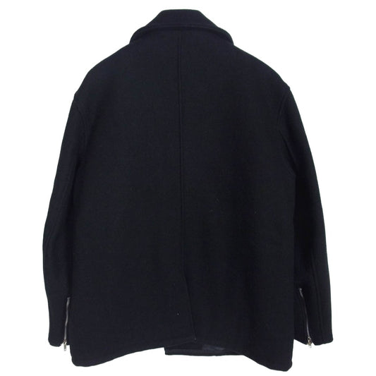 schott ショット 766US MELTON ZIP UP P-COAT ワンスター ダブルライダース型 キルティングライナー付 メルトン ジップアップ ピーコート ブラック系 40【中古】