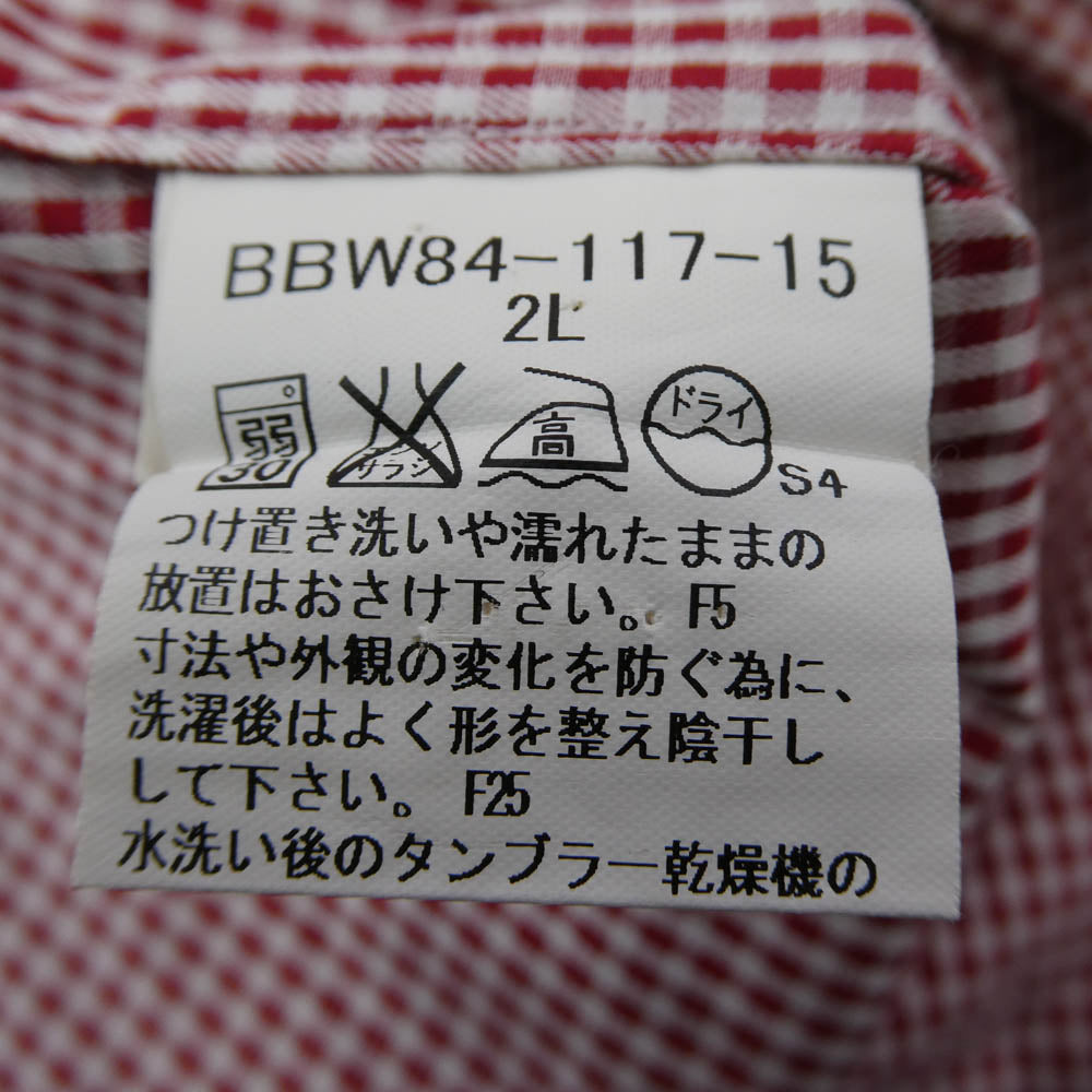 BURBERRY BLACK LABEL バーバリーブラックレーベル ギンガムチェック BD 長袖 シャツ レッド系 XXL【中古】