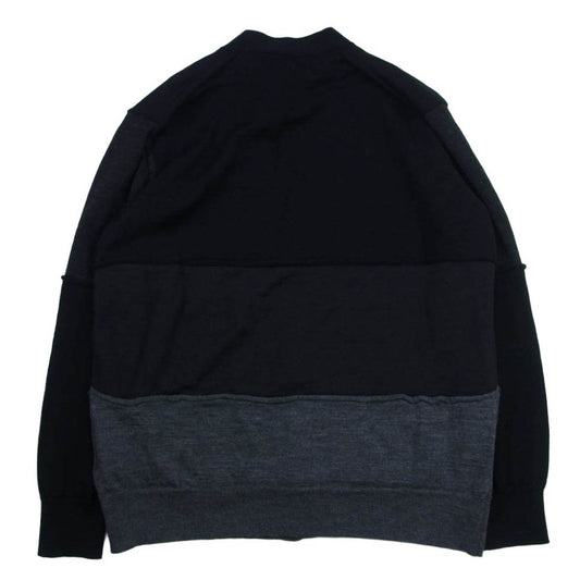 COMME des GARCONS HOMME コムデギャルソンオム AD2023 HL-N001-051 梳毛天竺切替カーディガン ブラック系 チャコール系 S【中古】