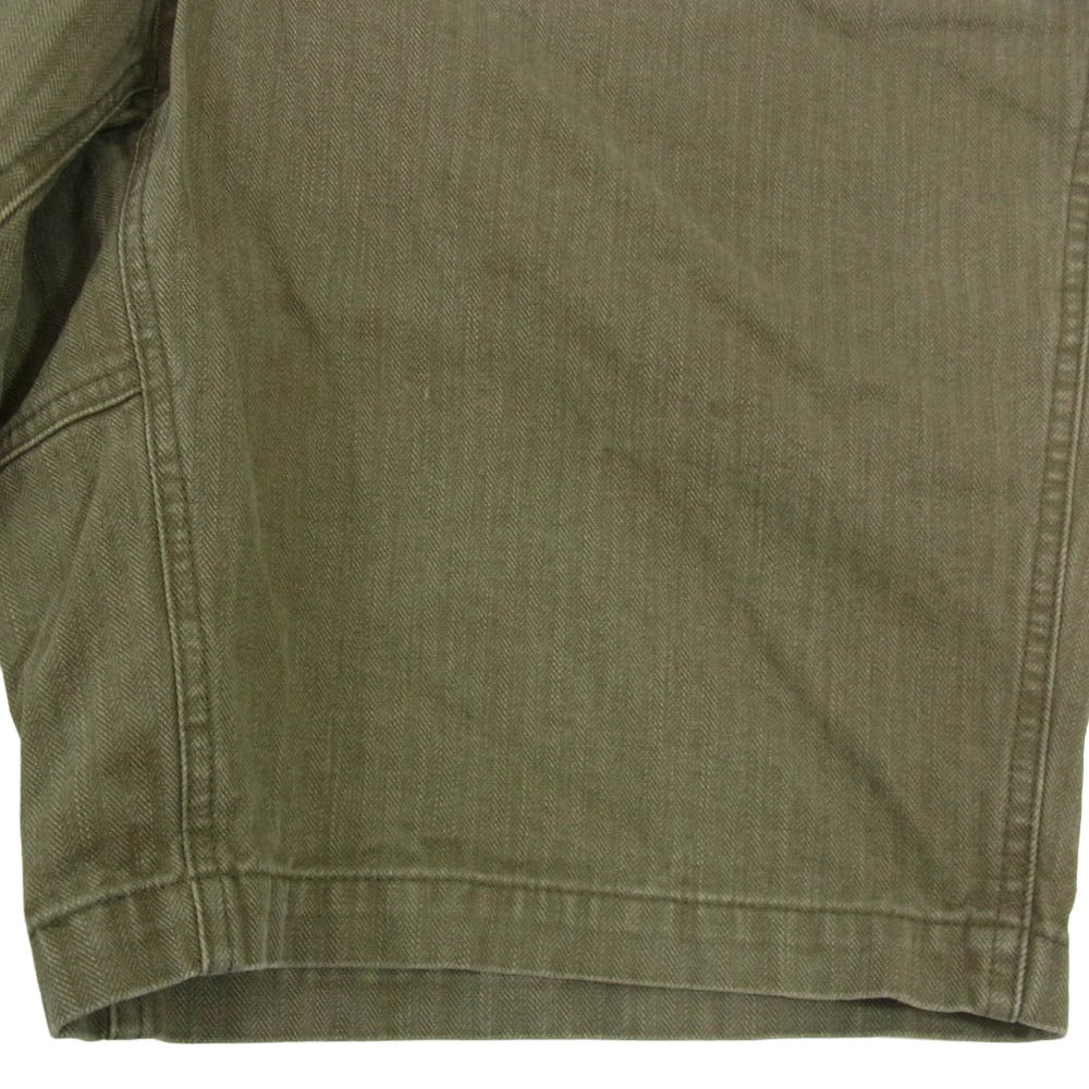 TENDERLOIN テンダーロイン SHORTS HB コットンヘリンボーン ショーツ ハーフ パンツ カーキ系 XL【中古】