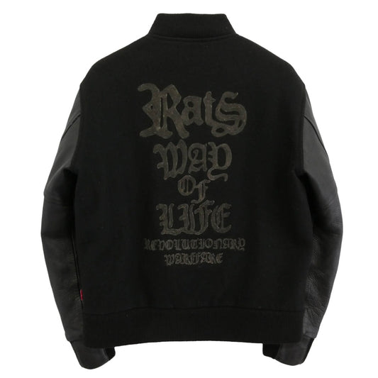 TENDERLOIN テンダーロイン × Rats ラッツ × WTAPS ダブルタップス レザー切替 バーシティ ジャケット スタジャン ブラック系 L【中古】