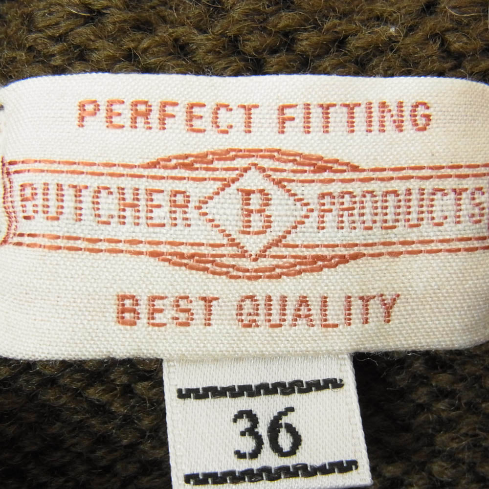 BUTCHER PRODUCTS ブッチャープロダクツ knit best リブ ニット ベスト カーキ系 36【中古】