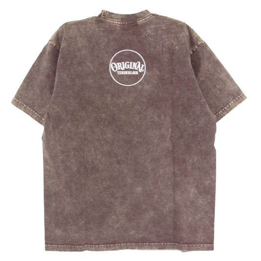 TENDERLOIN テンダーロイン TEE ACID WASH XXX ロゴ プリント アシッド ウォッシュド加工 半袖 Tシャツ ブラウン系 M【美品】【中古】