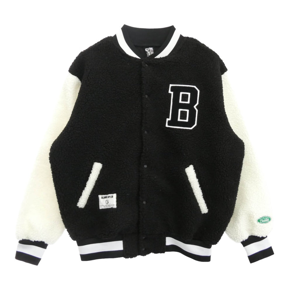 Billionaire Boys Club ビリオネアボーイズクラブ BBCJP245X001 x MANASTASH BOA VARSITY JACKET マナスタッシュ ボア  フリース スタジャン ジャケット ブラック系【中古】 Billionaire Boys Club ビリオネアボーイズクラブ BBCJP245X001 x