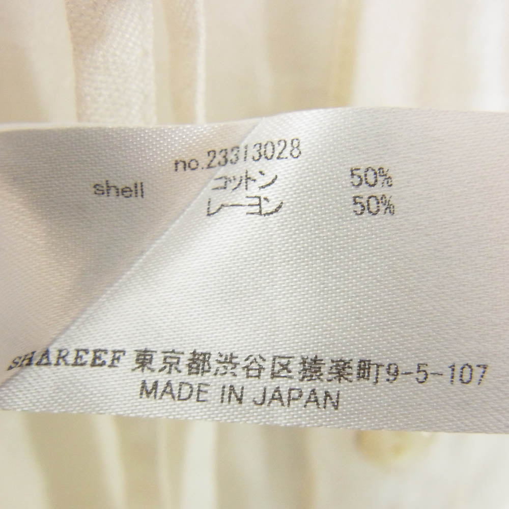 SHAREEF シャリーフ 23313028 SHADOW JQ L/S SMOCK ジャガード ロゴ 総柄 スモック 長袖シャツ ホワイト系 1【中古】