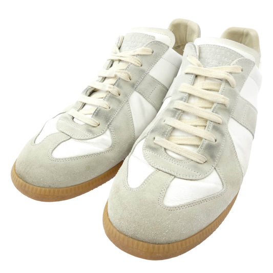 MAISON MARGIELA メゾンマルジェラ S57WS0236 P1895 REPLICA レプリカ ジャーマントレーナー レザー スニーカー ホワイト ホワイト系 43【中古】