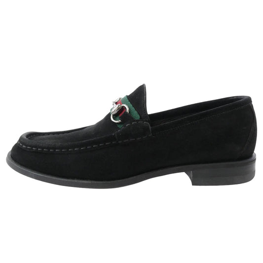 GUCCI グッチ スエード シェリーライン ホースビット ローファー ブラック系 8D【中古】