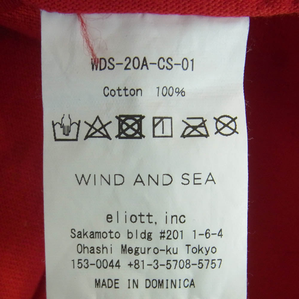 WIND AND SEA ウィンダンシー WDS-20A-CS-01 SEA wavy T-SHIRTS ロゴ プリント 半袖 Tシャツ コットン レッド系 XL【中古】