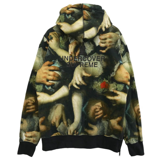 Supreme シュプリーム 15SS × UNDERCOVER アンダーカバー Hooded Sweatshirt 総柄 サイドジップ フーディー パーカー グリーン系 M【中古】